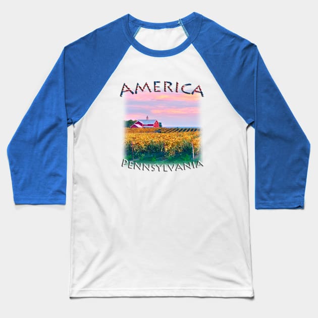 America - Pennsylvania - Fall colours with Winery Baseball T-Shirt by TouristMerch